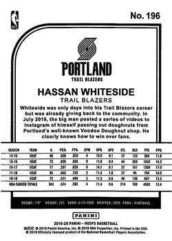 2019-20 Hoops Winter #196 Hassan Whiteside Back