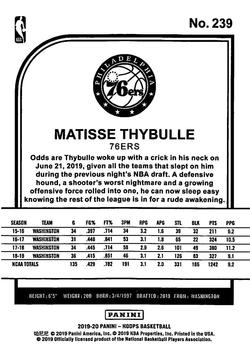 2019-20 Hoops Winter #239 Matisse Thybulle Back