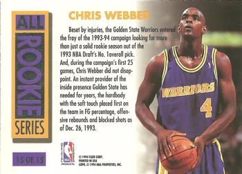 1993-94 Ultra - All-Rookies #15 Chris Webber Back
