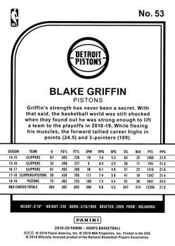 2019-20 Hoops - Yellow #53 Blake Griffin Back