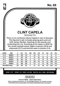2019-20 Hoops - Yellow #69 Clint Capela Back