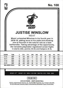 2019-20 Hoops - Yellow #100 Justise Winslow Back