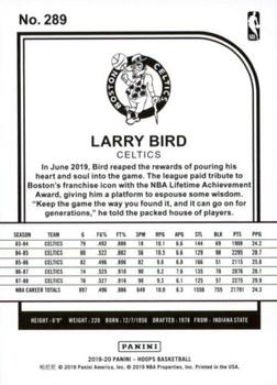 2019-20 Hoops - Premium Box Set #289 Larry Bird Back