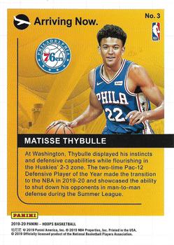 2019-20 Hoops - Arriving Now Holo #3 Matisse Thybulle Back