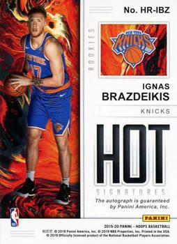 2019-20 Hoops - Hot Signatures Rookies #HR-IBZ Ignas Brazdeikis Back