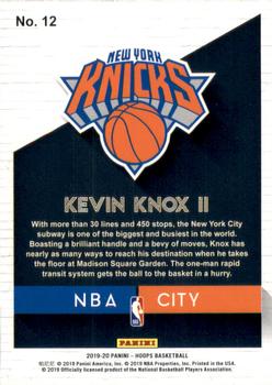 2019-20 Hoops - NBA City #12 Kevin Knox II Back