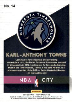 2019-20 Hoops - NBA City #14 Karl-Anthony Towns Back