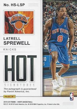 2019-20 Hoops - Red Hot Signatures #HS-LSP Latrell Sprewell Back