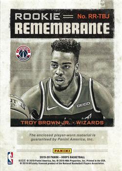 2019-20 Hoops - Rookie Remembrance #RR-TBJ Troy Brown Jr. Back