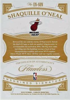 2018-19 Panini Flawless - Enshrined Signatures Pink #EN-SON Shaquille O'Neal Back
