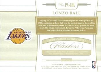 2018-19 Panini Flawless - Flawless Patch Autographs Gold #PA-LBL Lonzo Ball Back