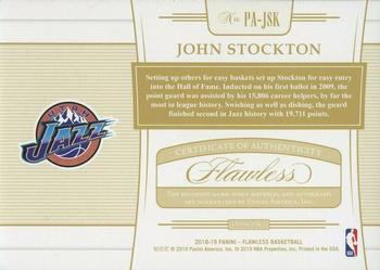 2018-19 Panini Flawless - Flawless Patch Autographs Platinum #PA-JSK John Stockton Back