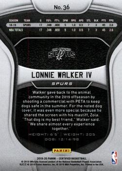 2019-20 Panini Certified - Mirror Blue #36 Lonnie Walker IV Back