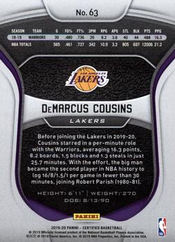 2019-20 Panini Certified - Mirror Blue #63 DeMarcus Cousins Back