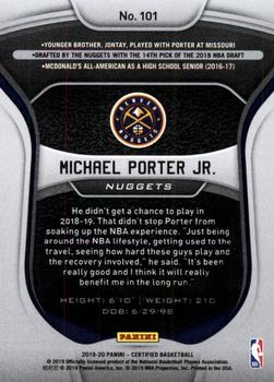 2019-20 Panini Certified - Mirror Blue #101 Michael Porter Jr. Back
