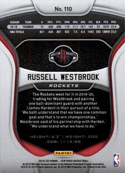 2019-20 Panini Certified - Mirror Blue #110 Russell Westbrook Back