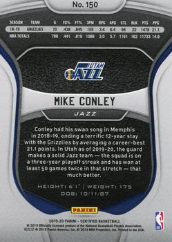 2019-20 Panini Certified - Mirror Blue #150 Mike Conley Back