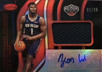 2019-20 Panini Certified - Freshman Fabric Signatures Red #FF-ZW Zion Williamson Front