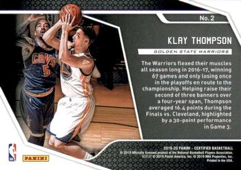 2019-20 Panini Certified - Raise the Banner #2 Klay Thompson Back