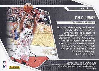 2019-20 Panini Certified - Raise the Banner #17 Kyle Lowry Back