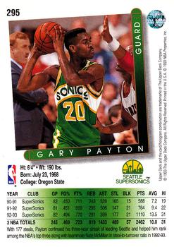 1993-94 Upper Deck #295 Gary Payton Back