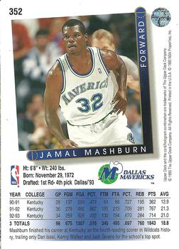 1993-94 Upper Deck #352 Jamal Mashburn Back