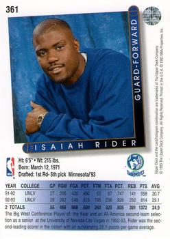 1993-94 Upper Deck #361 Isaiah Rider Back