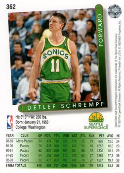 1993-94 Upper Deck #362 Detlef Schrempf Back