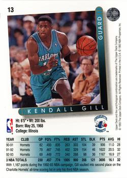 1993-94 Upper Deck #13 Kendall Gill Back