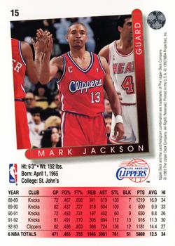 1993-94 Upper Deck #15 Mark Jackson Back