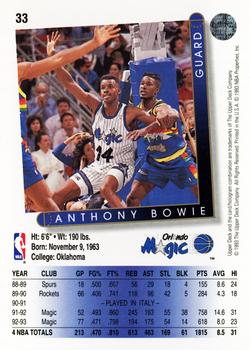 1993-94 Upper Deck #33 Anthony Bowie Back