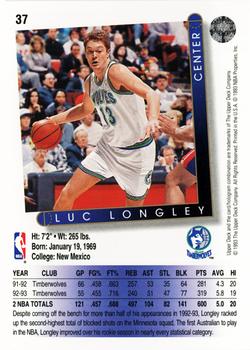 1993-94 Upper Deck #37 Luc Longley Back