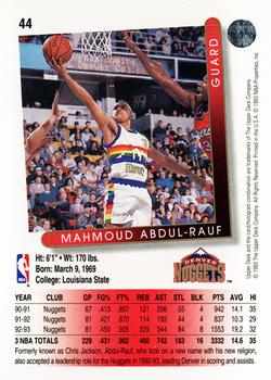 1993-94 Upper Deck #44 Mahmoud Abdul-Rauf Back