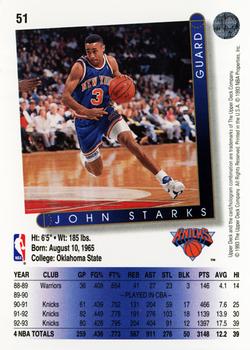 1993-94 Upper Deck #51 John Starks Back