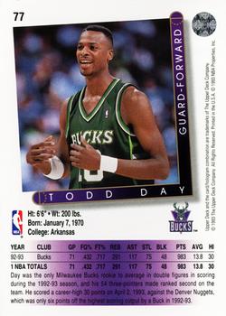 1993-94 Upper Deck #77 Todd Day Back