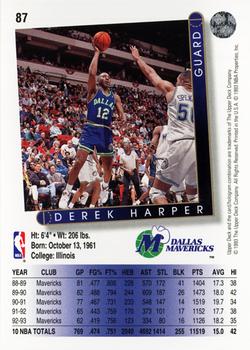1993-94 Upper Deck #87 Derek Harper Back