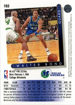 1993-94 Upper Deck #103 Walter Bond Back