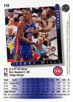 1993-94 Upper Deck #110 Terry Mills Back