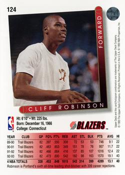 1993-94 Upper Deck #124 Cliff Robinson Back