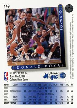 1993-94 Upper Deck #149 Donald Royal Back