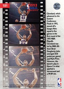 1993-94 Upper Deck #181 First Round: Cavaliers 3, Nets 2 Back