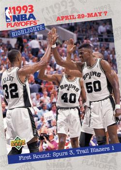 1993-94 Upper Deck #183 First Round: Spurs 3, Trail Blazers 1 Front