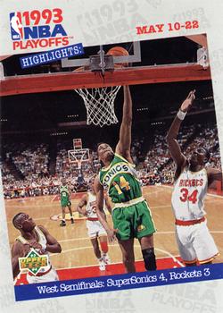 1993-94 Upper Deck #189 West Semifinals: SuperSonics 4, Rockets 3 Front