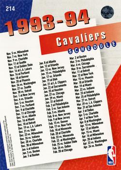 1993-94 Upper Deck #214 Cleveland Cavaliers Back