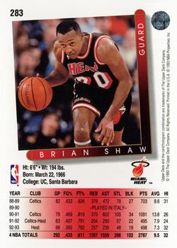 1993-94 Upper Deck #283 Brian Shaw Back