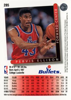 1993-94 Upper Deck #285 Pervis Ellison Back