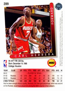 1993-94 Upper Deck #289 Carl Herrera Back