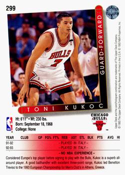 1993-94 Upper Deck #299 Toni Kukoc Back
