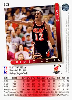 1993-94 Upper Deck #303 Bimbo Coles Back