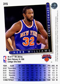 1993-94 Upper Deck #315 Herb Williams Back